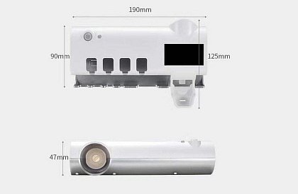 Fogkefe tartó pasztaadagolóval és UV sterilizálóval