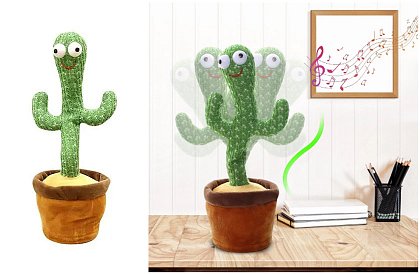 Táncoló, éneklő és beszélő plüss kaktusz - Újratölthető