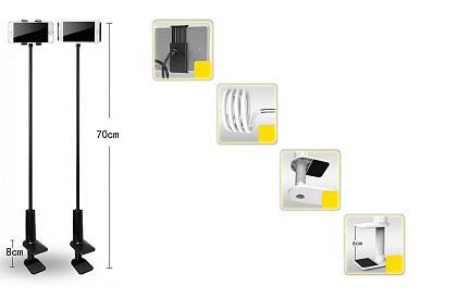 Asztali hosszú karú mobiltelefon és táblagép tartó