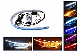 Rugalmas RGB LED szalagok a gépkocsiba - dinamikus villogók - nappali világítás - távirányítóval