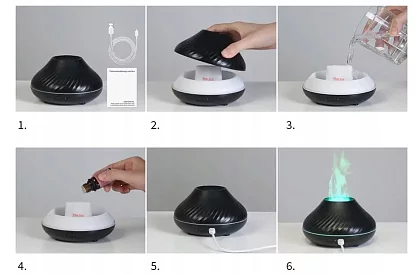 Égő láng hatású aromadiffúzor - ROUND 2541