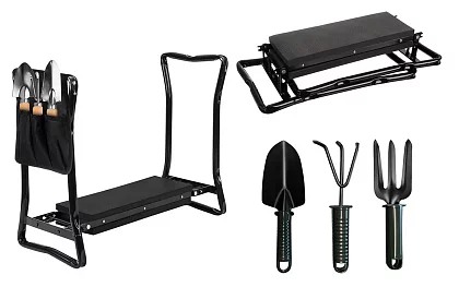 Összecsukható kerti térdeplő 3 az 1-ben – térdeplő, pad és szerszámszervező