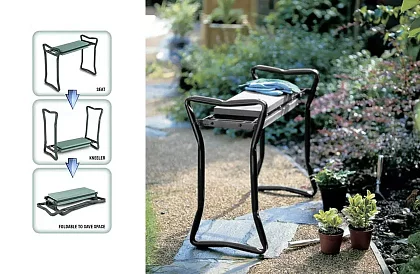 Összecsukható kerti térdeplő 3 az 1-ben – térdeplő, pad és szerszámszervező