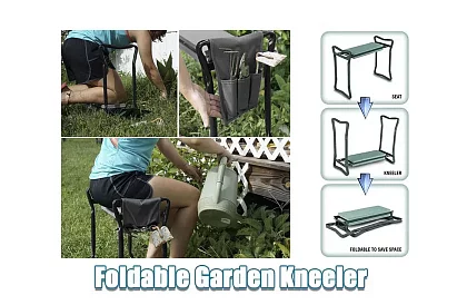 Összecsukható kerti térdeplő 3 az 1-ben – térdeplő, pad és szerszámszervező