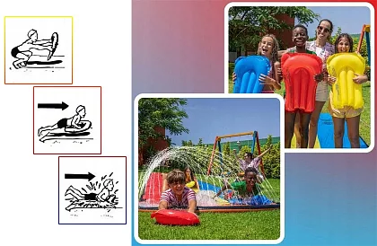 Hármas vízicsúszda szökőkúttal + 3 csónak