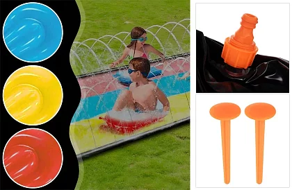 Hármas vízicsúszda szökőkúttal + 3 csónak