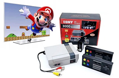 EONY retro játékkonzol 3000 beépített játékkal és 2 vezeték nélküli vezérlővel