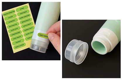 Utazási kozmetikai flakonok repülőre – tasakos szett