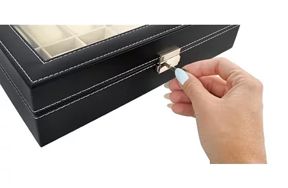 Óra- és szemüvegorganizátor – elegáns tárolódoboz - Fekete