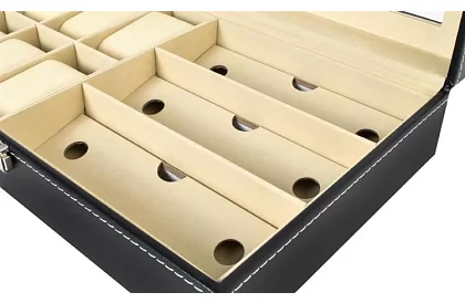 Óra- és szemüvegorganizátor – elegáns tárolódoboz - Fekete