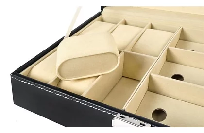 Óra- és szemüvegorganizátor – elegáns tárolódoboz - Fekete