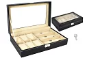 Óra- és szemüvegorganizátor – elegáns tárolódoboz - Fekete