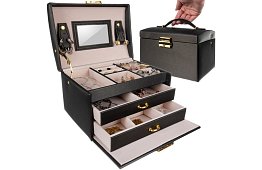 Elegáns ékszerdoboz – fekete zárakkal és szatén felülettel