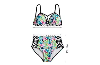 Fürdőruha virágmintával és magas derékkal – méret S