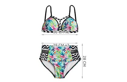 Fürdőruha virágmintával és magas derékkal – méret S