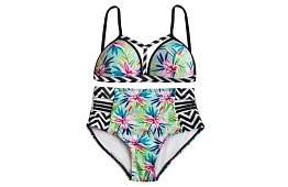 Fürdőruha virágmintával és magas derékkal – méret S