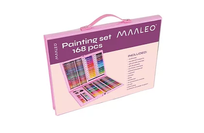 Művészeti festőkészlet bőröndben – 168 darab, rózsaszín