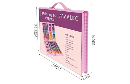 Művészeti festőkészlet bőröndben – 168 darab, rózsaszín