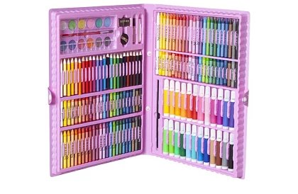 Művészeti festőkészlet bőröndben – 168 darab, rózsaszín