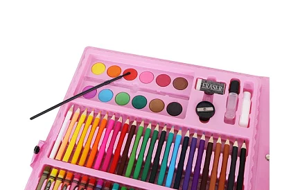 Művészeti festőkészlet bőröndben – 168 darab, rózsaszín