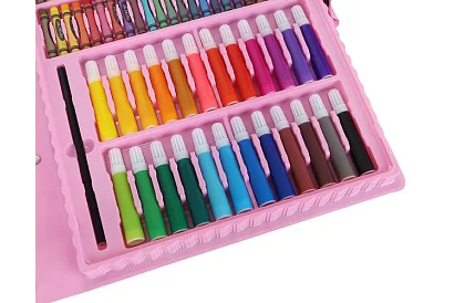 Művészeti festőkészlet bőröndben – 168 darab, rózsaszín