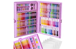 Művészeti festőkészlet bőröndben – 168 darab, rózsaszín
