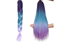 Szinétikus ombre fonatok kék-lila hajra
