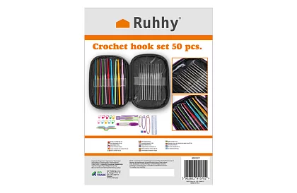 Horgoló készlet – 50 darabos kreatív készlet tokban