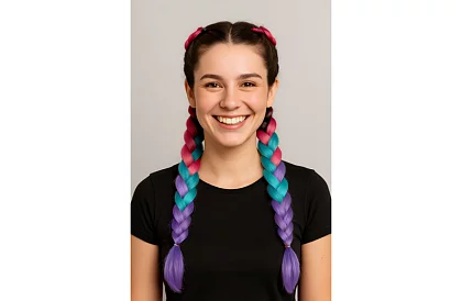 Szinétikus ombré fonatok rózsaszín-kék-lila