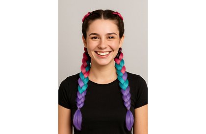 Szinétikus ombré fonatok rózsaszín-kék-lila