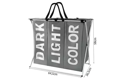 Ruházkos kosár – 3 rekesz egy összecsukható kereten