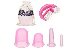 Masszázs eszköz készlet – 4 szilikon köpöly + masszőr + táska