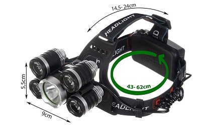 LED fejlámpa 5 x Cree T6 LED