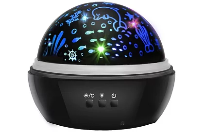 LED éjjeli lámpa képkivetítővel - fekete