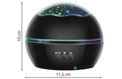 LED éjjeli lámpa képkivetítővel - fekete