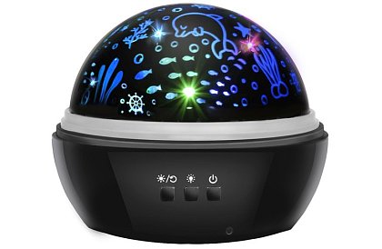 LED éjjeli lámpa képkivetítővel - fekete