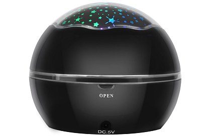 LED éjjeli lámpa képkivetítővel - fekete