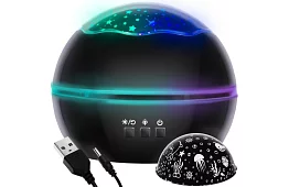 LED éjjeli lámpa képkivetítővel - fekete