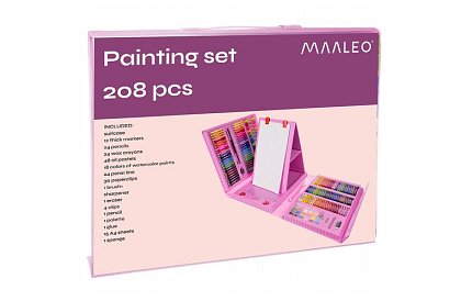 Művészeti festőkészlet gyerekeknek – művészeti bőrönd - 208 darab