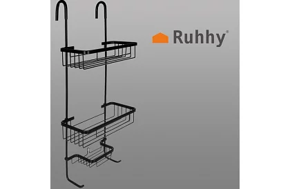 Függő polc a fürdőszobába - fekete