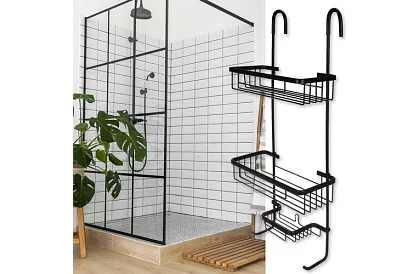 Függő polc a fürdőszobába - fekete