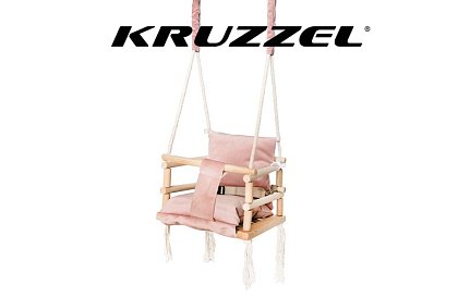 Fából készült gyerek hinta – rózsaszín
