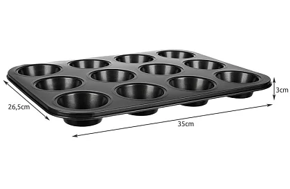 Teflon sütőforma muffinhoz + 12 szilikon kapszula