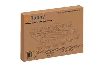 Teflon sütőforma muffinhoz + 12 szilikon kapszula
