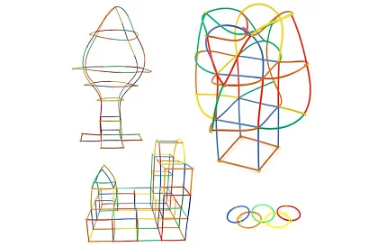 Színes 3D építőjáték szívószálakból 408 db – kreatív játék gyerekeknek