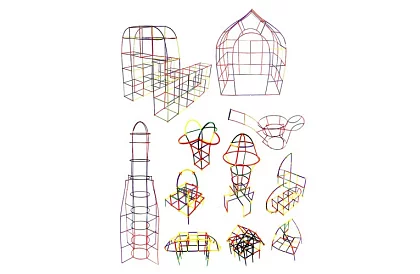 Színes 3D építőjáték szívószálakból 408 db – kreatív játék gyerekeknek