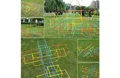 Színes 3D építőjáték szívószálakból 408 db – kreatív játék gyerekeknek