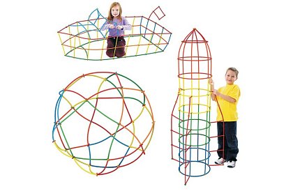 Színes 3D építőjáték szívószálakból 408 db – kreatív játék gyerekeknek