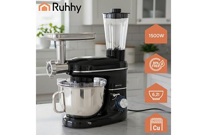 Konyhai robot 1500 W RUHHY 3 az 1-ben turmixgéppel és húsdarálóval – tál 6,2 l