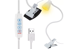 LED asztali lámpa fém klipszel - fehér